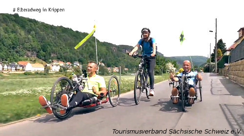 Handbikes am Elbradweg in der sächsischen Schweiz ...